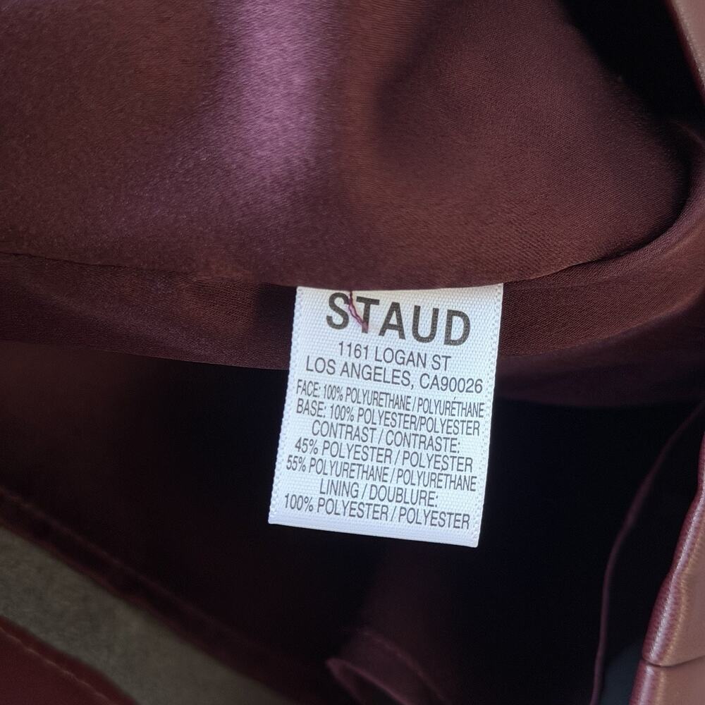 Staud Paper Skirt Plum Maroon Button Up Snap Away Size 6 Pocket Front 259-4131 - Picture 7 of 12